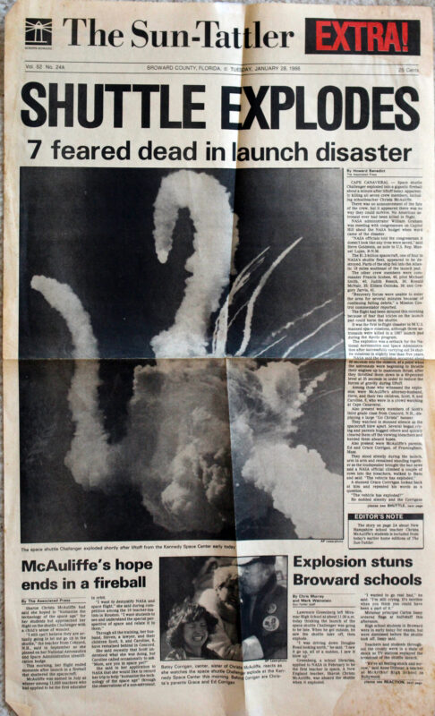 coverage of the explosion of Space Shuttle Challenger